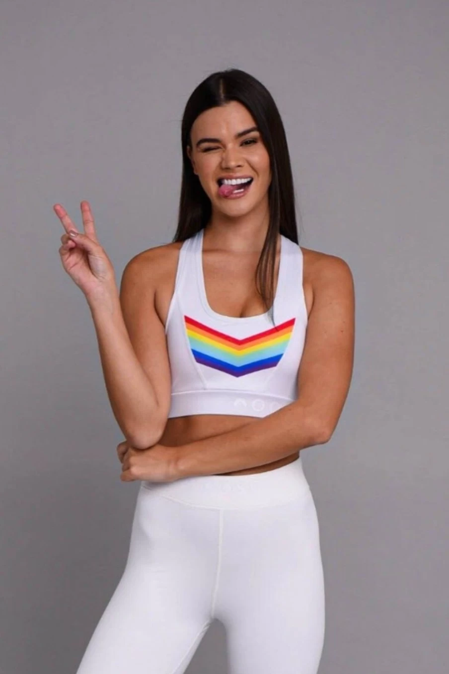 OOSC Women's Rainbow Road Medium Support Crossback Sports Bra for Active Workouts