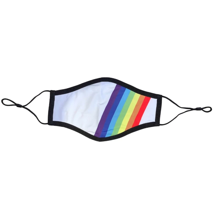 OOSC Men's White Rainbow Road Reusable Face Mask - Breathable & Washable