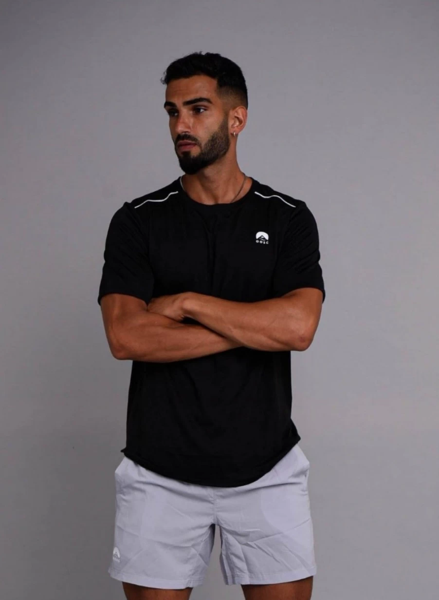 OOSC Men's Performance Gym T-Shirt - Moisture Wicking Workout Tee for Men - Black Athletic Training Shirt