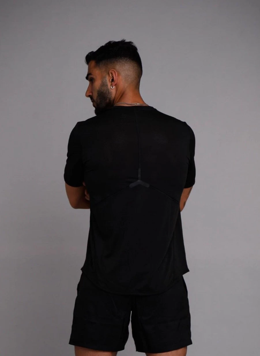 OOSC Men's Performance Gym T-Shirt - Moisture Wicking Workout Tee for Men - Black Athletic Training Shirt