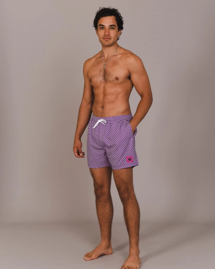 OOSC Men's Checkmate Quick-Dry Swim Shorts for Comfort & Style