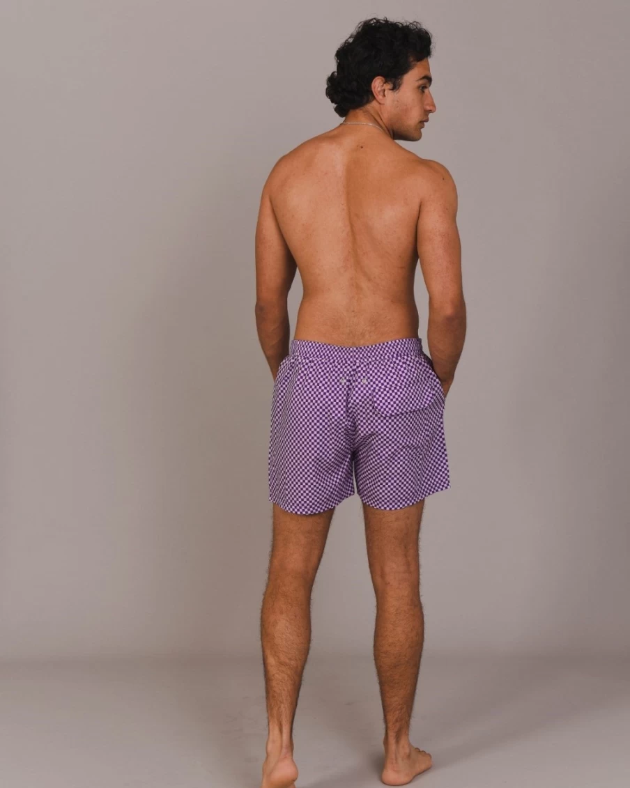 OOSC Men's Checkmate Quick-Dry Swim Shorts for Comfort & Style