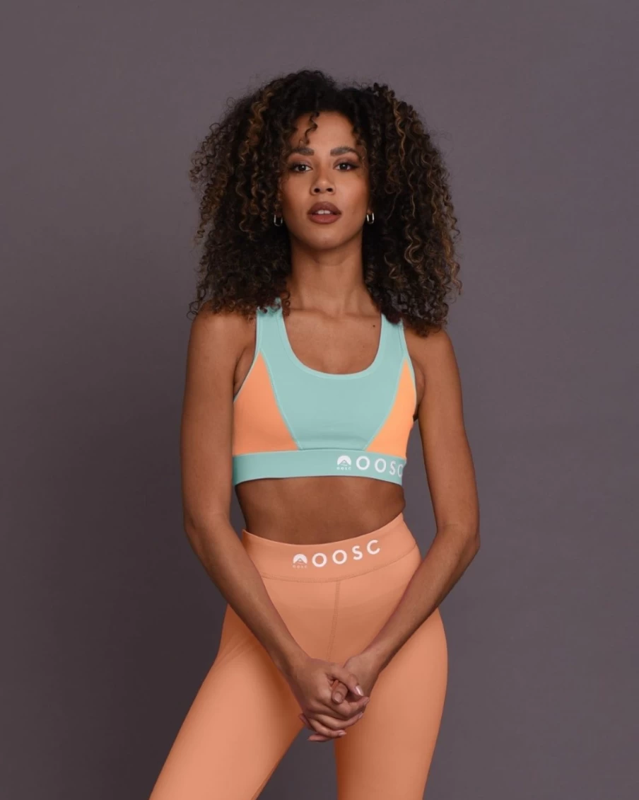 OOSC Women's Pastel Mint Green Crossback Sports Bra - Medium Support Workout Top for Fitness & Yoga