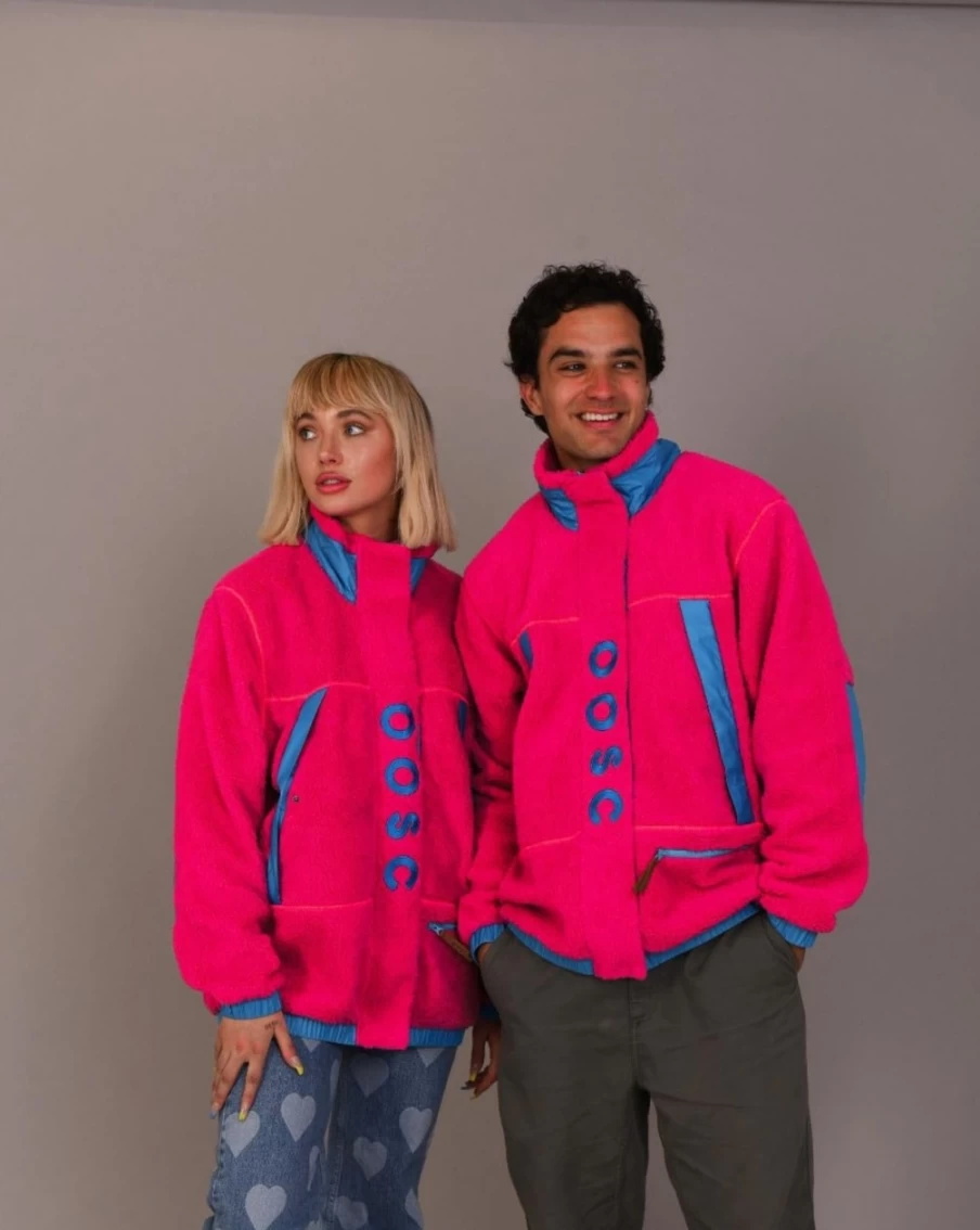 OOSC Men's Sherpa Fleece Jacket - Soft & Warm Winter Coat in Pink & Blue Colors