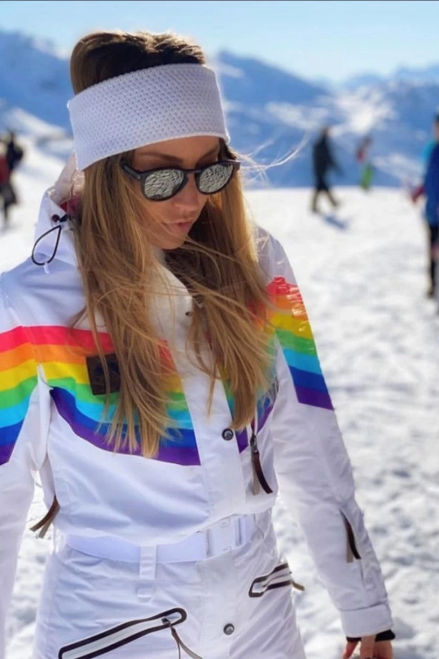 OOSC Unisex Rainbow Road Ski Suit - Waterproof Winter Sports Jacket & Pants Set for Men & Women