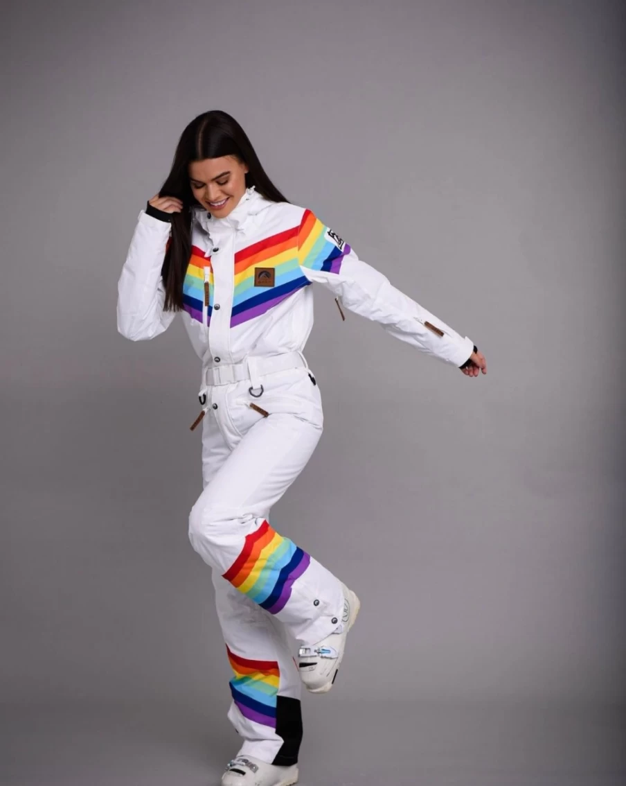 OOSC Unisex Rainbow Road Ski Suit - Waterproof Winter Sports Jacket & Pants Set for Men & Women