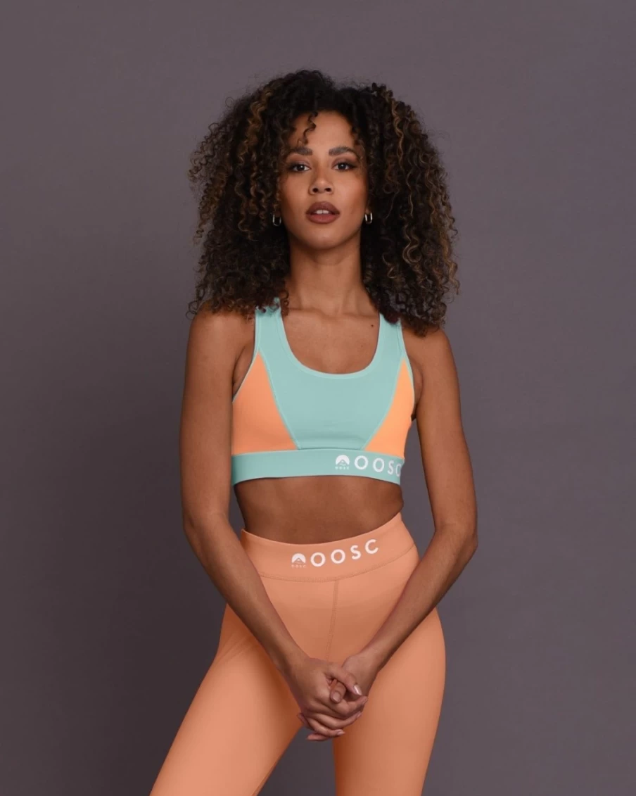 OOSC Women's Pastel Mint Green Crossback Sports Bra - Medium Support Workout Top for Fitness & Yoga