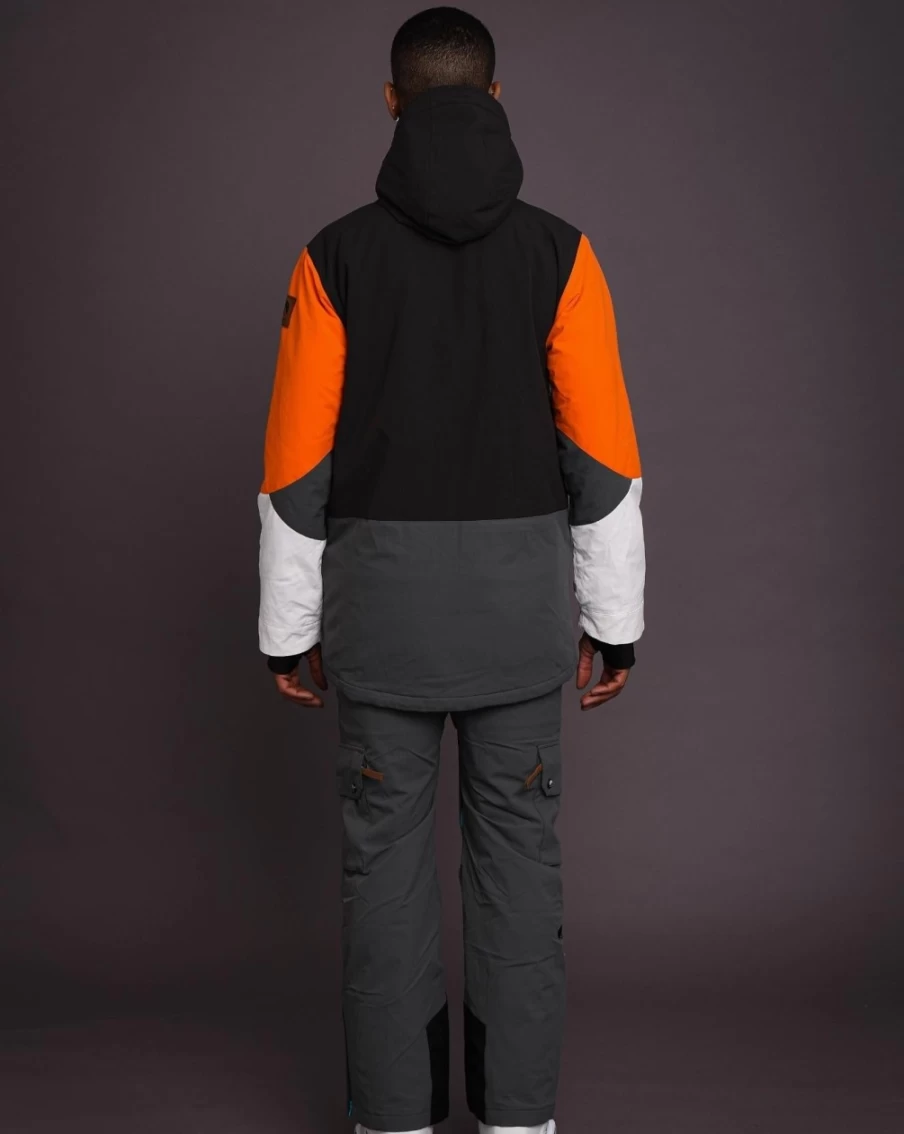 OOSC Men's Ski & Snowboard Jacket - Waterproof Winter Coat for Men in Black, Grey & Orange