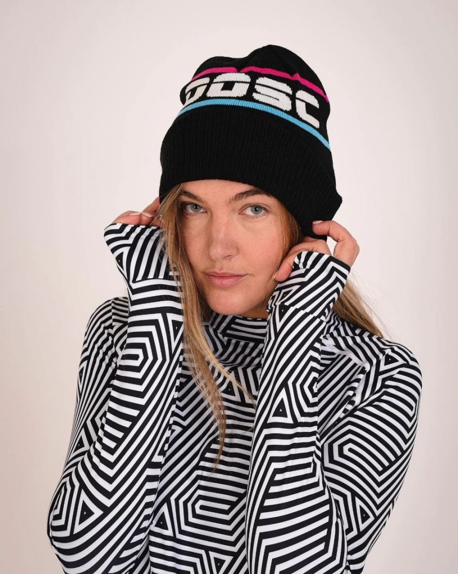 OOSC Men's Apres Beanie - Black, Blue, Pink & White Winter Skull Cap