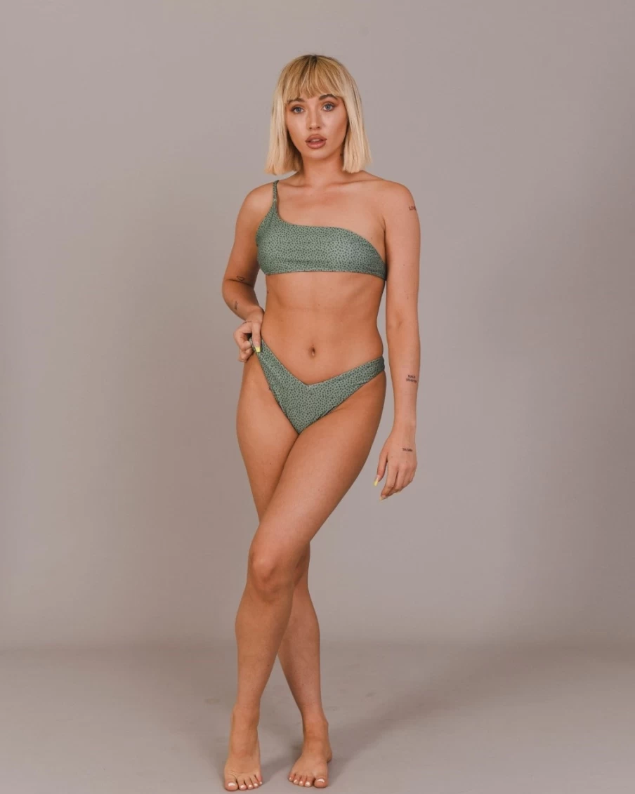 OOSC Women's Sahara Sage Cold Shoulder Bikini Top - Trendy Summer Beachwear