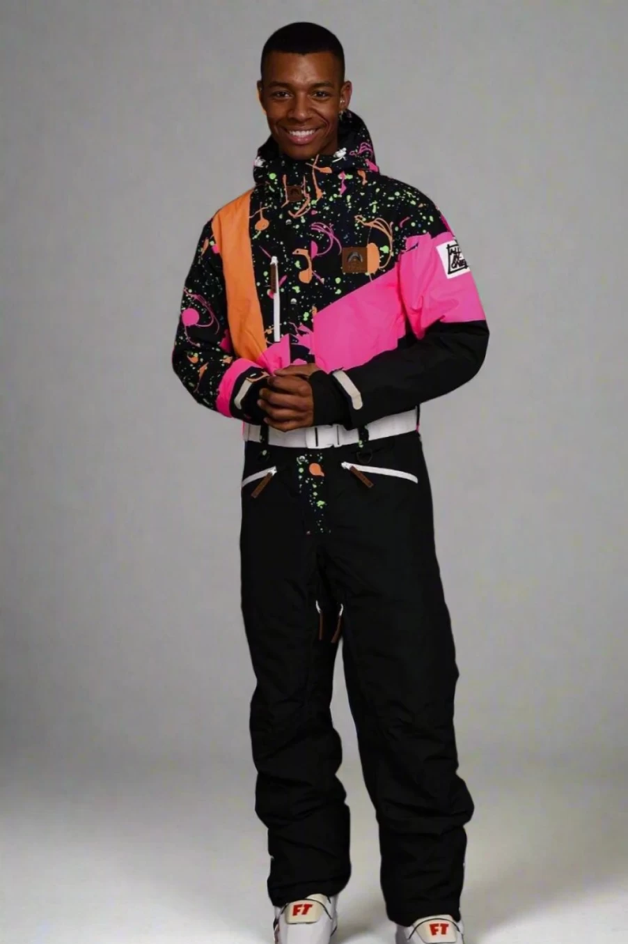 OOSC Men's Vintage Ski Suit - 90s Retro Snowsuit for Winter Sports