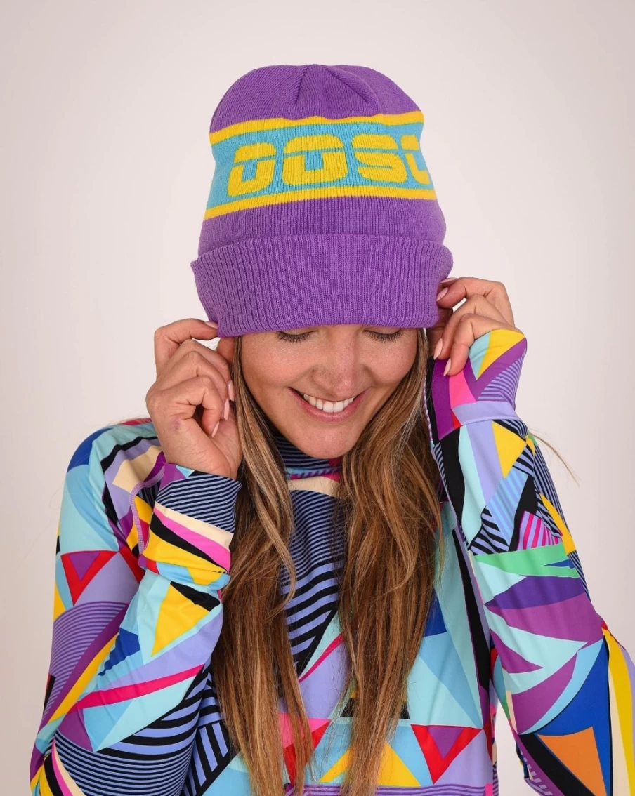 OOSC Unisex Apres Beanie - Purple, Blue, Yellow Winter Hat for Men & Women