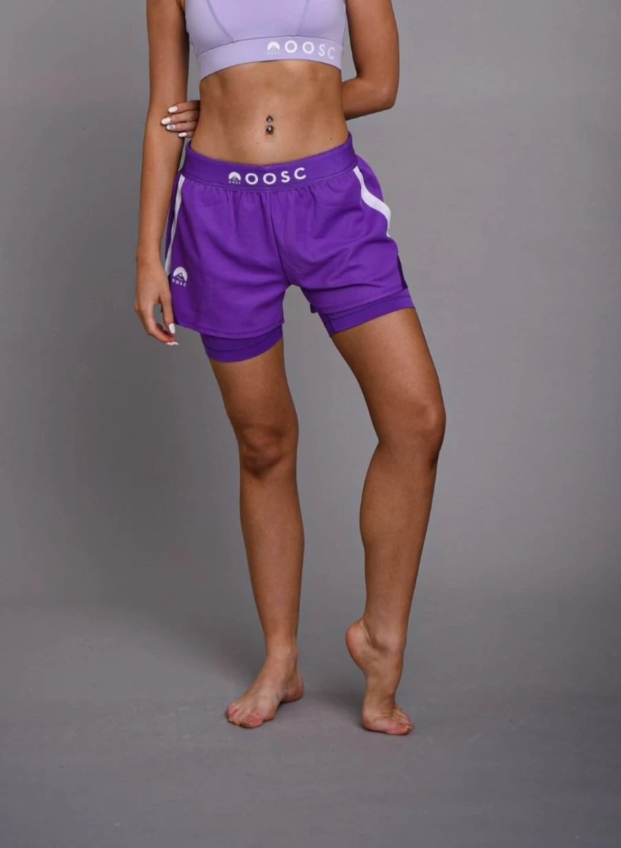 OOSC Women's 2-in-1 Workout Shorts - Purple Booty Lifting Gym Shorts for Women