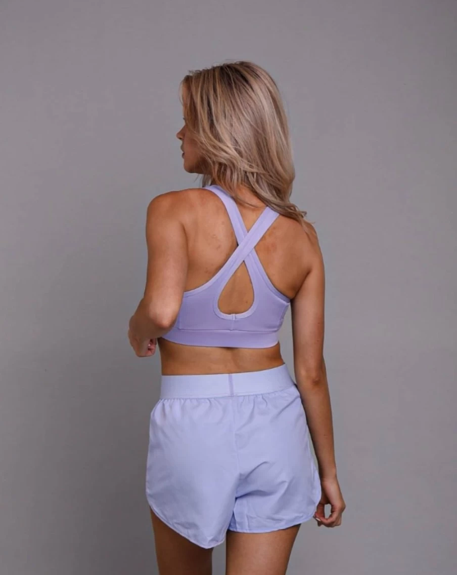 OOSC Women's Lavender Medium Support Crossback Sports Bra for Workouts & Yoga