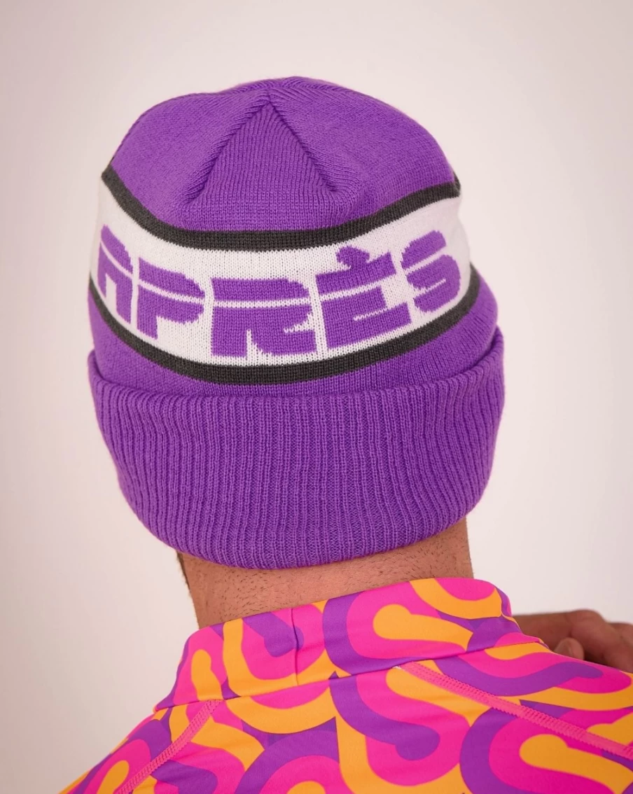 OOSC Unisex Apres Beanie - Purple, White, Grey Winter Hat for Men & Women
