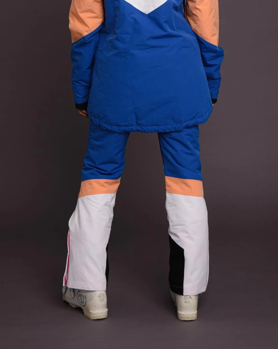 OOSC Women's 1080 Ski & Snowboard Pants - Pastel Peach, White & Blue Waterproof Winter Snow Pants for Women
