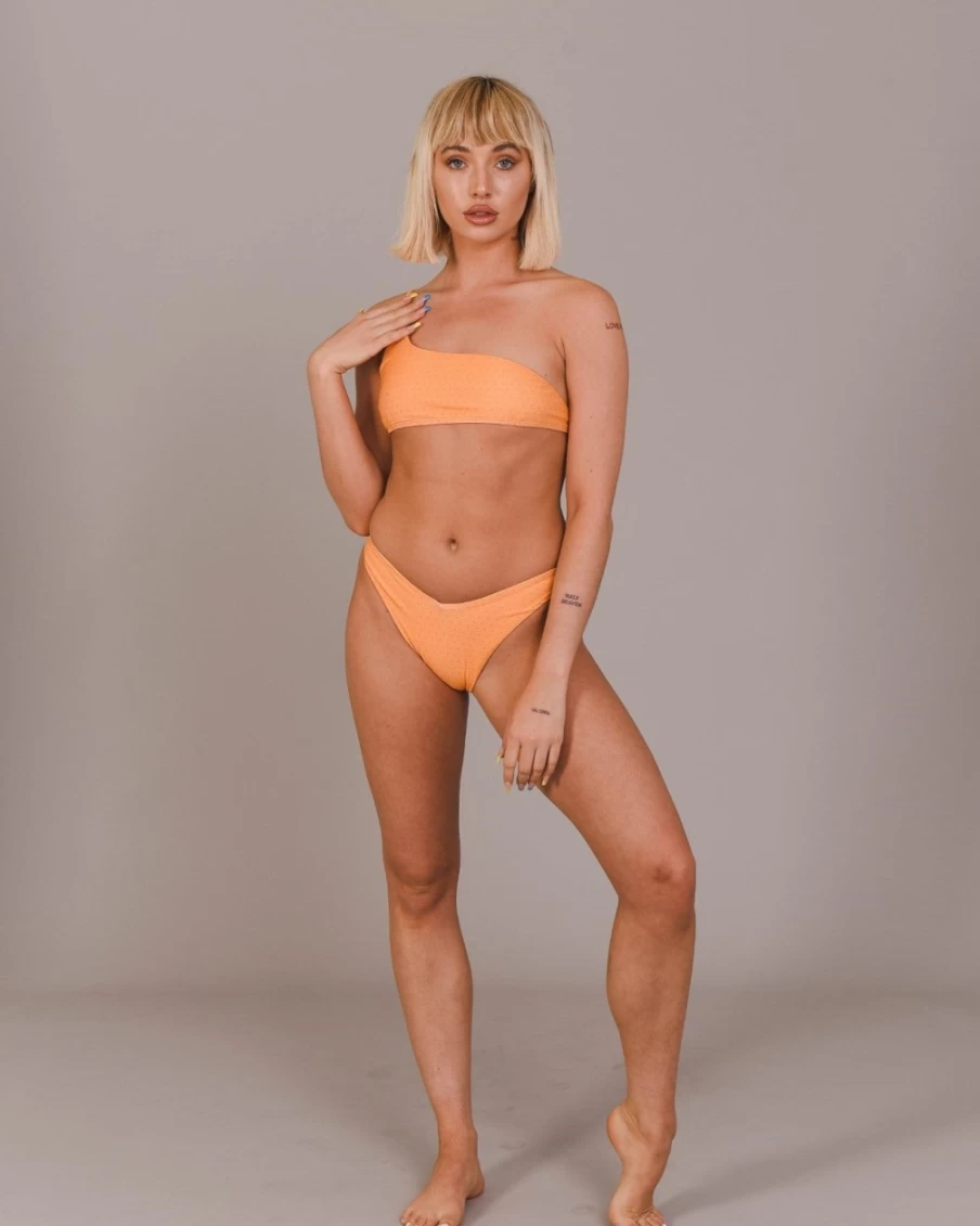 OOSC Women's Tangerine Squeeze Cold Shoulder Bikini Top - Sexy Summer Beachwear