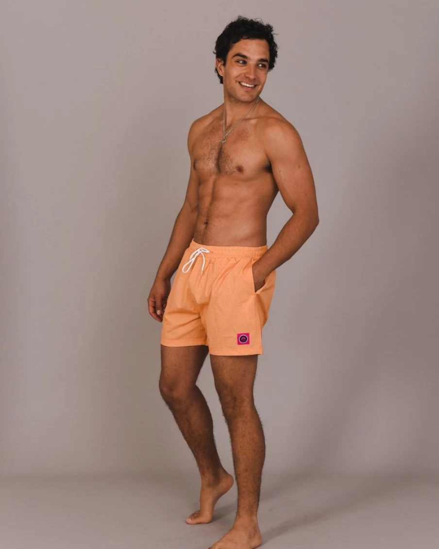 OOSC Men's Quick-Dry Swim Shorts - Tangerine Squeeze Color for Beach & Pool