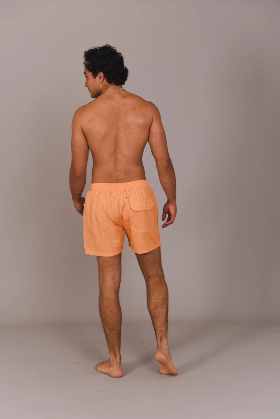 OOSC Men's Quick-Dry Swim Shorts - Tangerine Squeeze Color for Beach & Pool