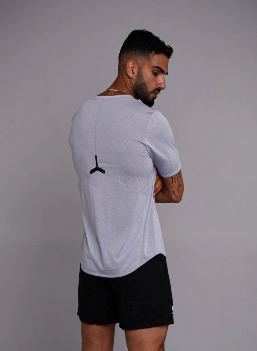 OOSC Men's Performance Gym T-Shirt - Moisture Wicking Workout Tee, Grey Athletic Shirt for Training & Fitness