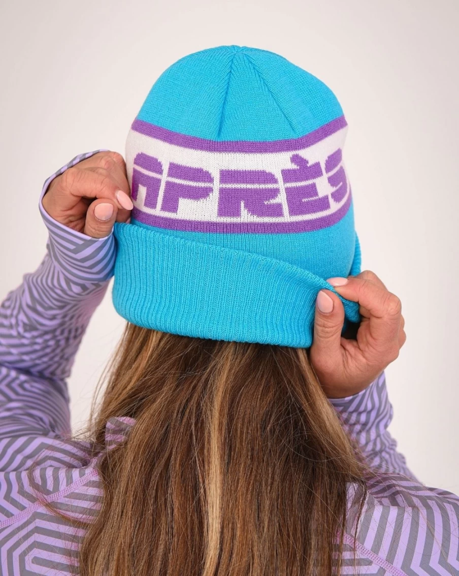 OOSC Unisex Apres Beanie - Blue, Purple, White Winter Hat for Men & Women